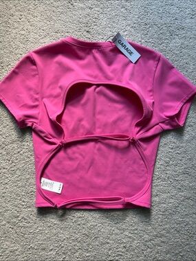 Garage Bright Pink Cutout Crop Top
